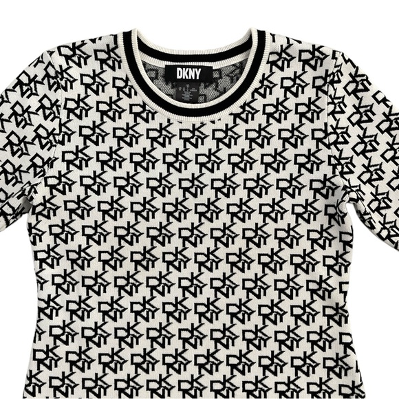 DKNY Women's Sweater Dress Size Medium Ivory/Black - Picture 3 of 8